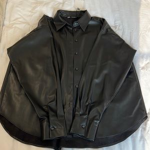 Zara Leather button down shirt